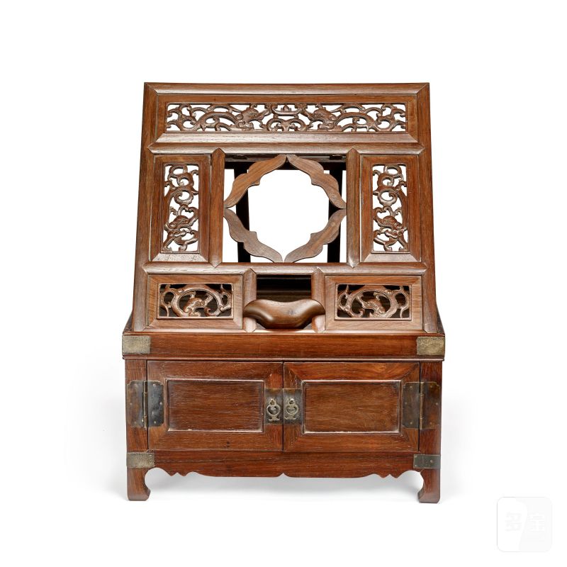 十八/十九世紀 紅木折疊式鏡臺 | A HONGMU SQUARE DRESSING CASE WITH FOLDING MIRROR STAND, ZHEDIESHI JINGTAI - 图3